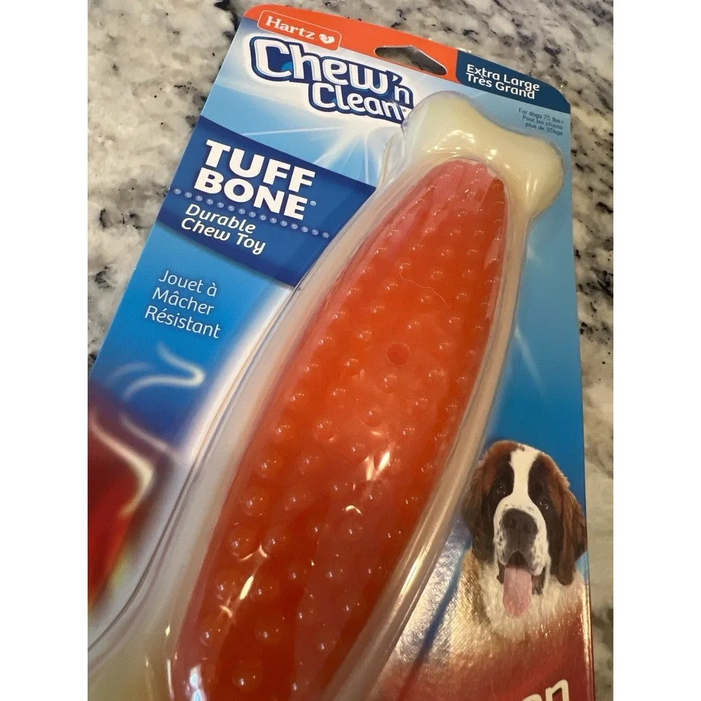 Chew 'N Clean Tuff Bone Bacon Scented Dental Dog Toy Extra‎ Large New Dogs Tough